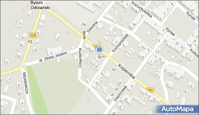 Bytom Odrzański, Konopnickiej Marii, 6a, mapa Bytom Odrzański