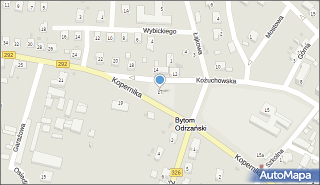 Bytom Odrzański, Kożuchowska, 17, mapa Bytom Odrzański