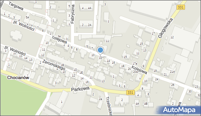 Chocianów, Kolejowa, 12, mapa Chocianów