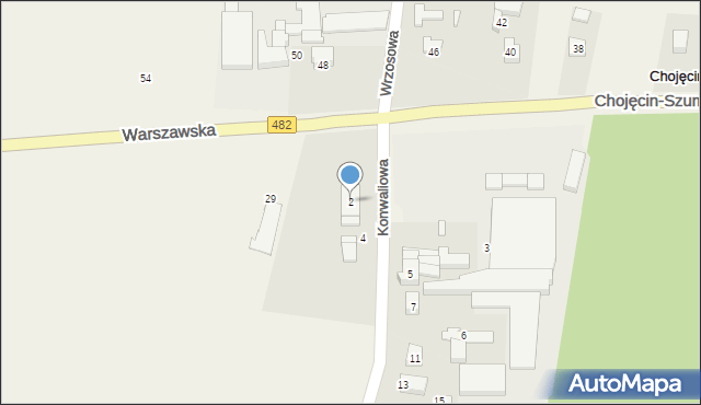 Chojęcin-Szum, Konwaliowa, 2, mapa Chojęcin-Szum