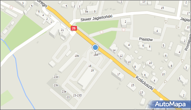Chojna, Kościuszki Tadeusza, gen., 19A, mapa Chojna