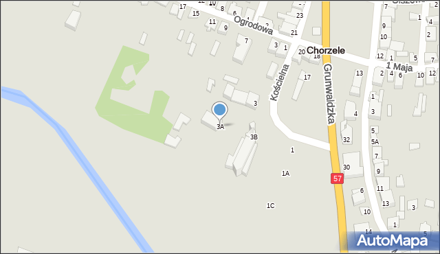Chorzele, Kościelna, 3A, mapa Chorzele