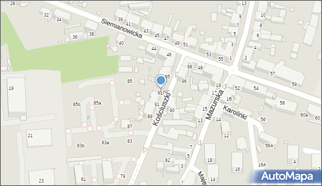 Chorzów, Kościuszki Tadeusza, gen., 91A, mapa Chorzów
