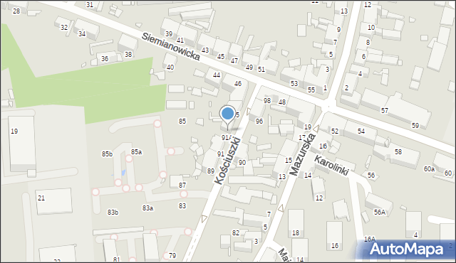 Chorzów, Kościuszki Tadeusza, gen., 93, mapa Chorzów