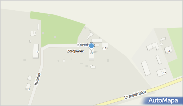 Choszczno, Kożedo, 11, mapa Choszczno