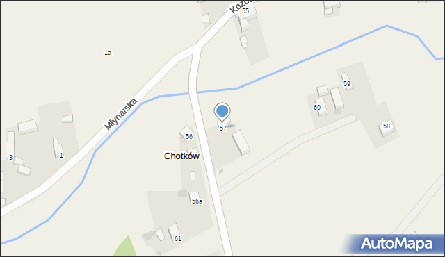 Chotków, Kożuchowska, 57, mapa Chotków