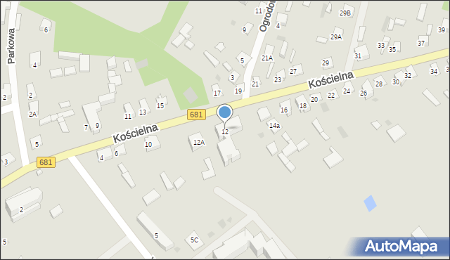 Ciechanowiec, Kościelna, 14, mapa Ciechanowiec