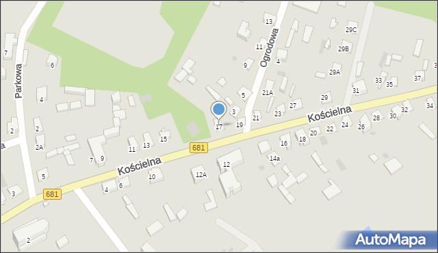 Ciechanowiec, Kościelna, 17, mapa Ciechanowiec