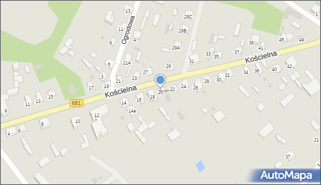 Ciechanowiec, Kościelna, 20, mapa Ciechanowiec