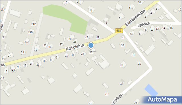 Ciechanowiec, Kościelna, 42, mapa Ciechanowiec