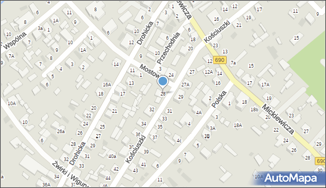 Ciechanowiec, Kościuszki Tadeusza, gen., 28, mapa Ciechanowiec