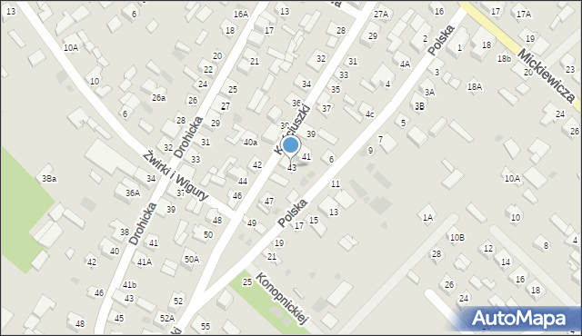 Ciechanowiec, Kościuszki Tadeusza, gen., 43, mapa Ciechanowiec