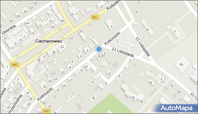 Ciechanowiec, Kościuszki Tadeusza, gen., 5, mapa Ciechanowiec