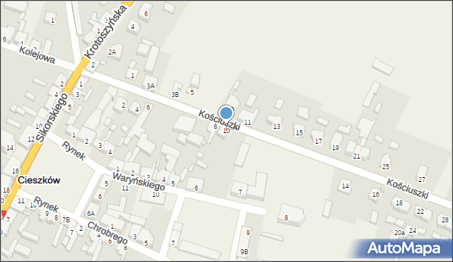 Cieszków, Kościuszki Tadeusza, gen., 10, mapa Cieszków