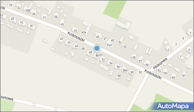 Cieszków, Kościuszki Tadeusza, gen., 50, mapa Cieszków