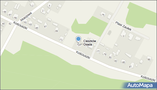 Cieszków, Kościuszki Tadeusza, gen., 71A, mapa Cieszków