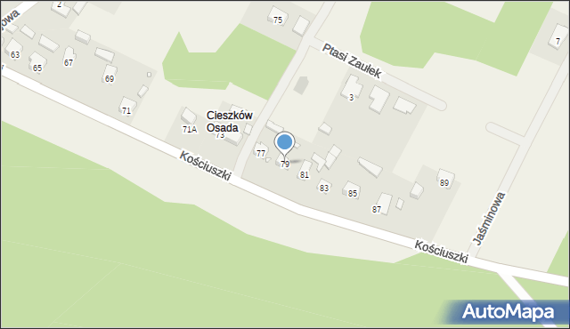 Cieszków, Kościuszki Tadeusza, gen., 79, mapa Cieszków