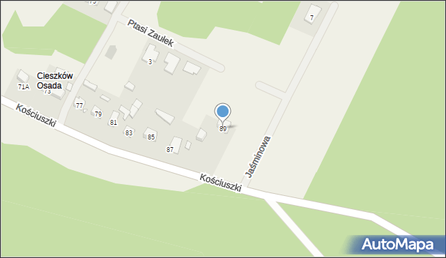 Cieszków, Kościuszki Tadeusza, gen., 89, mapa Cieszków
