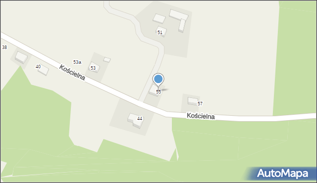 Cieszyn, Kościelna, 55, mapa Cieszyna