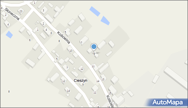 Cieszyn, Kościelna, 9, mapa Cieszyna