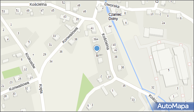 Czaniec, Kościelna, 39, mapa Czaniec