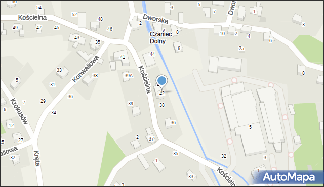 Czaniec, Kościelna, 42, mapa Czaniec