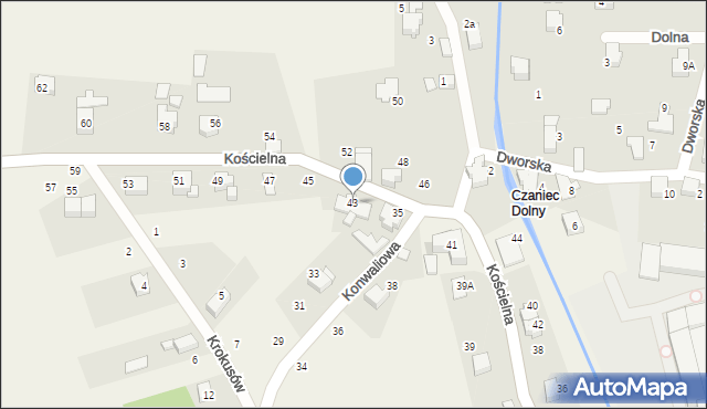 Czaniec, Kościelna, 43, mapa Czaniec