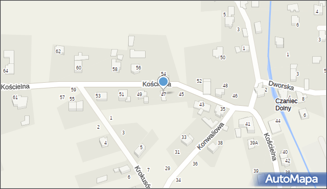 Czaniec, Kościelna, 47, mapa Czaniec