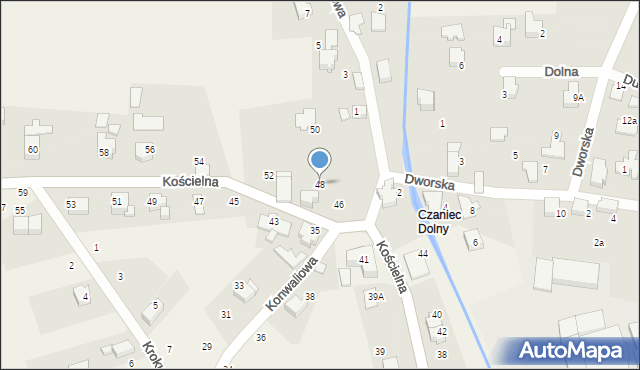 Czaniec, Kościelna, 48, mapa Czaniec