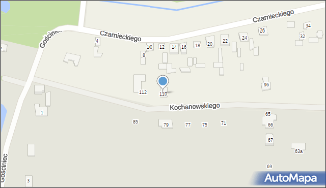 Czarna, Kochanowskiego Jana, 110, mapa Czarna