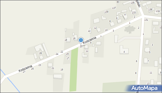 Czarna Wieś, Kościelna, 13, mapa Czarna Wieś