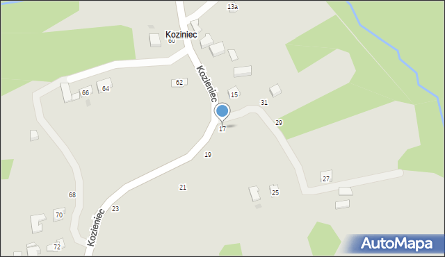 Czchów, Kozieniec, 17, mapa Czchów