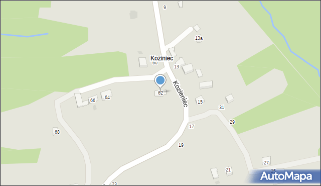 Czchów, Kozieniec, 62, mapa Czchów