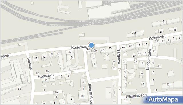 Czechowice-Dziedzice, Kolejowa, 29a-e, mapa Czechowic-Dziedzic