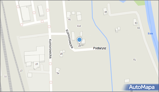 Czechowice-Dziedzice, Komorowicka, 43, mapa Czechowic-Dziedzic