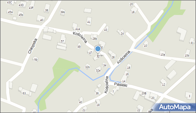 Czechowice-Dziedzice, Kościelna, 32, mapa Czechowic-Dziedzic