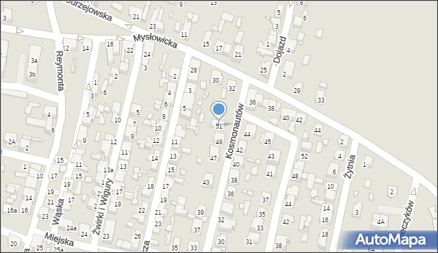 Czeladź, Kosmonautów, 51, mapa Czeladź