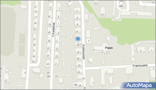 Czeladź, Kościuszki Tadeusza, gen., 14, mapa Czeladź
