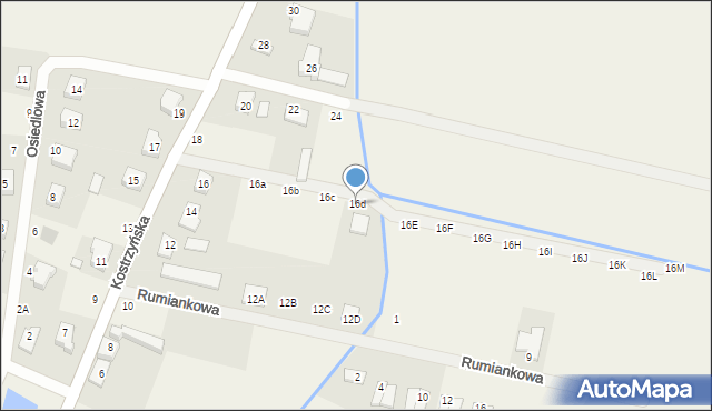 Czerlejno, Kostrzyńska, 16d, mapa Czerlejno