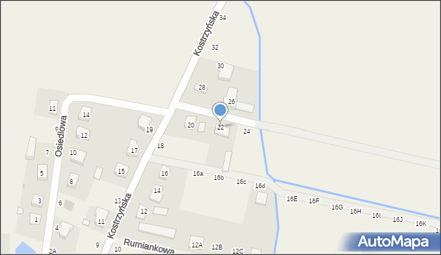 Czerlejno, Kostrzyńska, 22, mapa Czerlejno