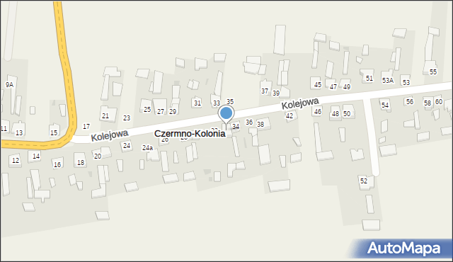 Czermno-Kolonia, Kolejowa, 34A, mapa Czermno-Kolonia