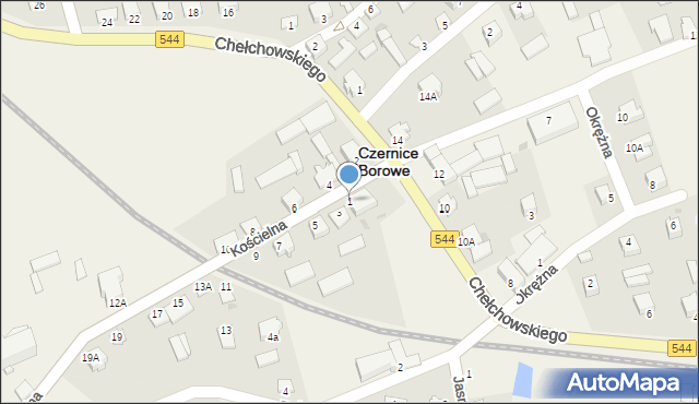 Czernice Borowe, Kościelna, 1, mapa Czernice Borowe