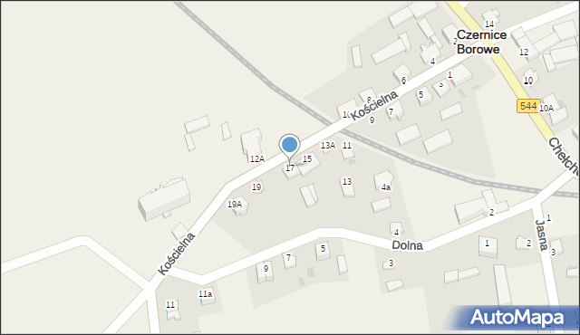 Czernice Borowe, Kościelna, 17, mapa Czernice Borowe