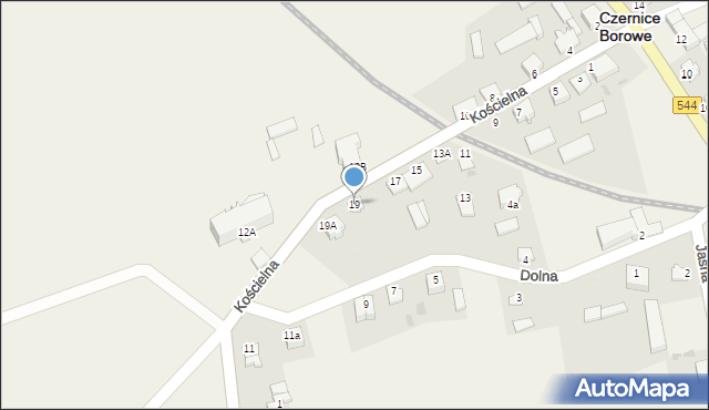 Czernice Borowe, Kościelna, 19, mapa Czernice Borowe
