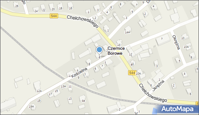 Czernice Borowe, Kościelna, 4, mapa Czernice Borowe