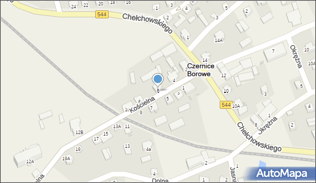 Czernice Borowe, Kościelna, 6, mapa Czernice Borowe