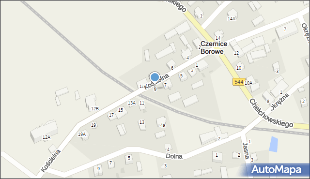 Czernice Borowe, Kościelna, 9, mapa Czernice Borowe