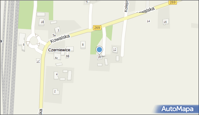 Czerniewice, Kowalska, 10, mapa Czerniewice