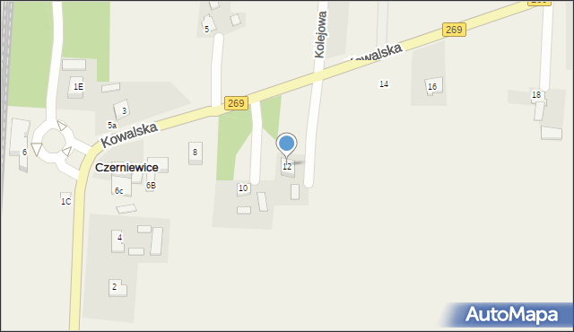 Czerniewice, Kowalska, 12, mapa Czerniewice