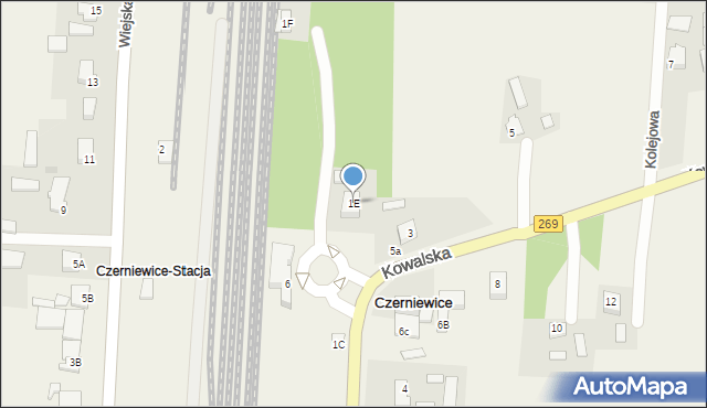 Czerniewice, Kowalska, 1E, mapa Czerniewice